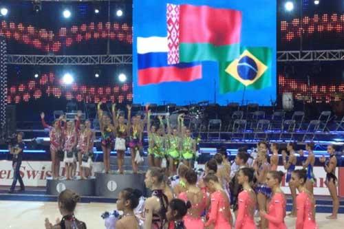 Seleção subiu ao pódio ao lado de Bielorrússia e Rússia  / Foto: Divulgação