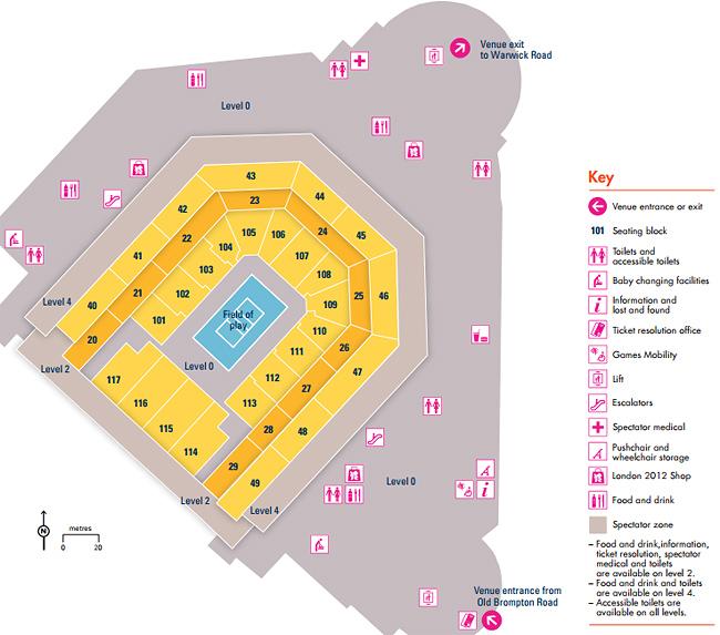 Mapa da Arena Earls Court - Vôlei   / Foto: Londres 2012 