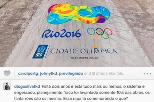 Postagem de Diogo Silva no Instagram cutuca organização dos Jogos / Foto: Reprodução / Instagram
