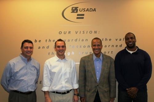 Da esquerda para a direita: John Frothingham, diretor de Operações da USADA; Travis Tygert, diretor executivo da USADA; Michael Brooks, diretor de Operações da ABCD; e Onye Ikwuakor, diretor de Assuntos Jurídicos da USADA / Foto: Divulgação