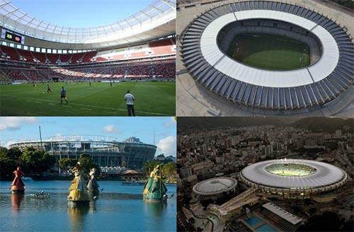 Estádio Mané Garrincha, Mineirão, Fonte Nova e Maracanã são inaugurados em 2013 / Foto:  Fábio Rodrigues Pozzebom/Renato Cobucci/Alessandra Lori/Érica Ramalho