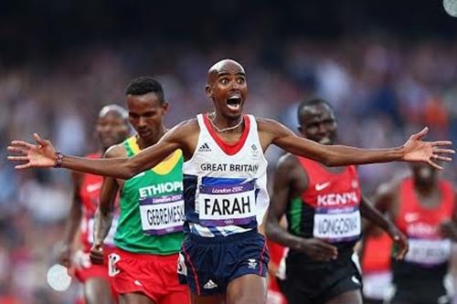 Mo Farah comemora título olímpico em Londres 2012 / Foto: Getty Images