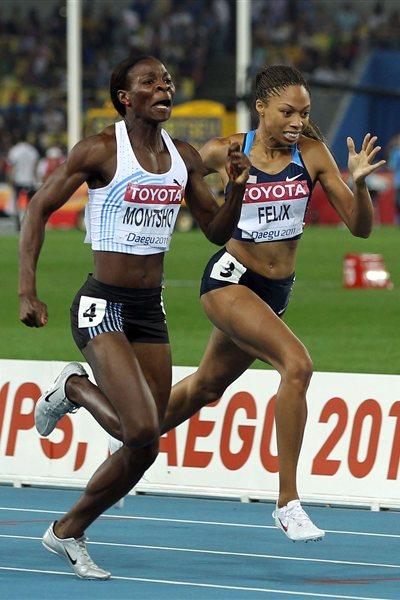  Montsho e Felix na final de 400m feminina / Foto: Getty Images