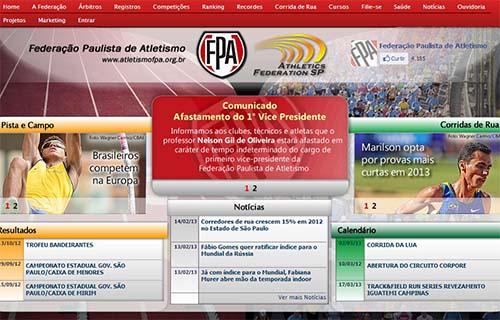 Home do novo site da FPA / Foto: FPA / Divulgação