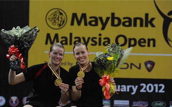 A dupla formada por Christinna Pedersen e Kamilla Juhl Rytter, que conquistou sua primeira coroa no BWF OSIM Mundial Superseries em duplas, ao vencer o Aberto da Malásia Maybank, no mês passado / Foto: Divulgação 