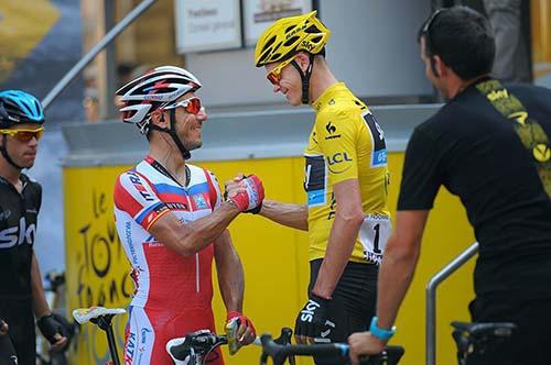 Chris Froome (amarelo) no Tour de France / Foto: Shimano / Divulgação