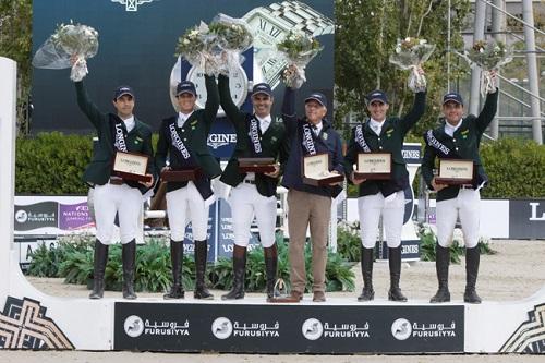 Yuri Mansur, Pedro Veniss, Rodrigo Pessoa, Caio Sérgio de Carvalho, Felipe Amaral (reserva na Challenge Cup) e Stephan Barcha / Foto: CSIO Barcelona