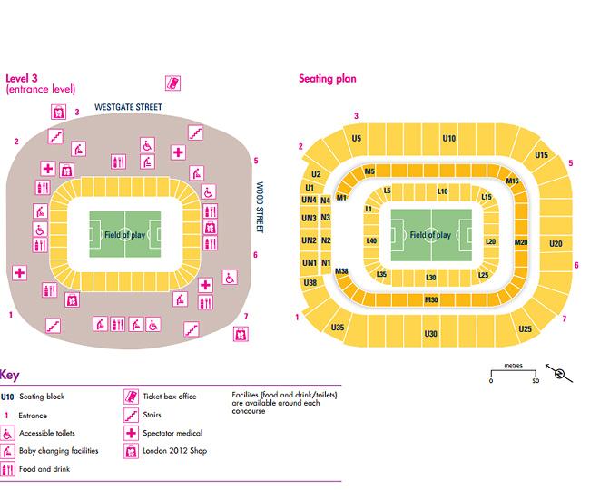 Mapa Estádio Millennium - Futebol  / Foto: Londres 2012 