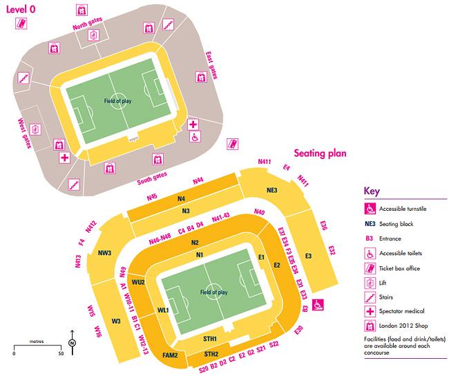 Mapa Estádio Old Trafford - Futebol  / Foto: Londres 2012 