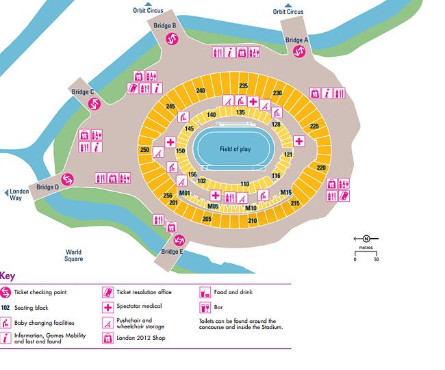 Mapa do Estádio Olímpico - Atletismo  / Foto: Londres 2012 