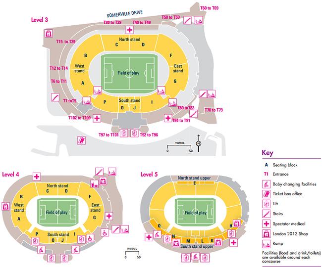Mapa do Estádio Hampden Park - Futebol   / Foto: Londres 2012 
