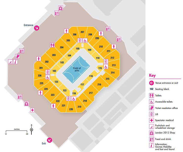 Mapa da Arena de Basquete - Handebol   / Foto: Londres 2012 