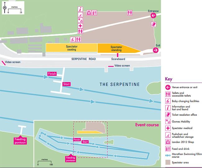 Mapa do Parque Hyde - Maratona Aquática / Foto: Londres 2012 