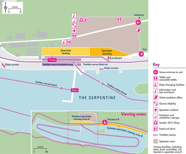 Mapa do Parque Hyde - Triathlon / Foto: Londres 2012 