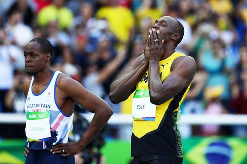Bolt parece surpreso com o resultado / Foto: Ian Walton / Getty Images