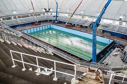 Piscinas são cheias e Estádio Aquático está quase pronto / Foto: Renato Sette Camara/Prefeitura do Rio