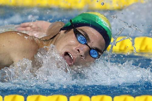 Kaio Márcio Almeida, ouro com recorde de campeonato nos 200m borboleta no primeiro dia / Foto: Satiro Sodré/AGIF