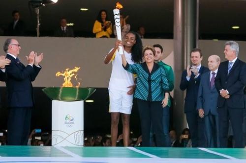 Presidenta Dilma Rousseff durante cerimônia de Acendimento da Tocha Olímpica Rio 2016 no Palácio do Planalto / Foto: Ichiro Guerra / PR