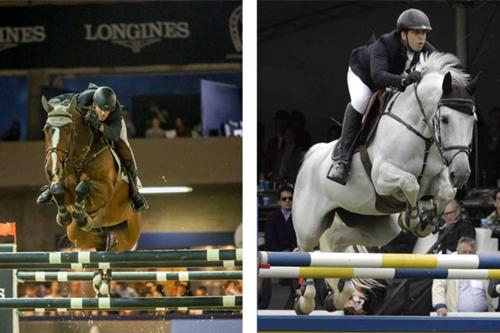 Pedro Junqueira Muylaert e José Luiz Guimarães de Carvalho respectivamente em ação nos GPs World Cup Qualifier no Longines Indoor SHP 2015 e The Best Jump 2015