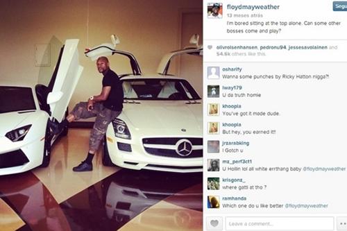 Atleta mais bem pago do mundo, o boxeador Mayweather ostenta nas redes sociais / Foto: Reprodução / Instagram