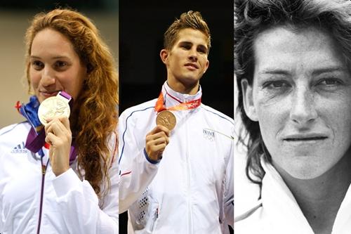 Da esquerda para a direita: Camille Muffat, Alexis Vastine e Florence Arthaud / Foto: Getty Images / Comitê Olímpico Francês