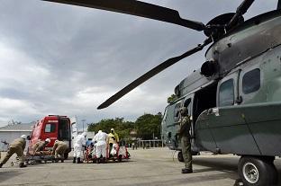 Simulação de incidente químico realizado na Base Aérea dos Afonsos, no Rio de Janeiro / Foto: Tânia Rêgo/Agência Brasil