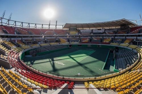 Quadra montada na arena de tênis receberá o Gigantes da Praia / Foto: Divulgação