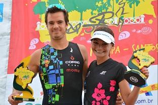 Fernando Toldi e Fernanda Garcia, campeões da primeira etapa do 26º Troféu Brasil de Triathlon / Foto: João Pires/Divulgação SantosPress