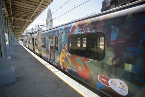  Ramal olímpico conta com mais um Expresso Rio 2016, que passará pelas estações levando imagens de campeões olímpicos junto a obras de Candido Portinari / Foto: Divulgação Rio 2016 / Daniel Ramalho