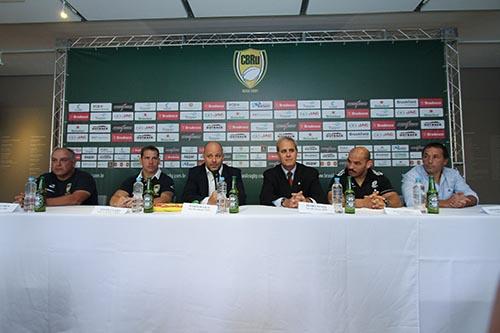 Coletiva antes do jogo / Foto: João Neto / Fotojump / CBRu Coletiva antes do jogo / Foto: João Neto / Fotojump / CBRu