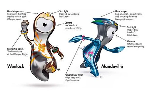 As mascotes dos Jogos Olímpicos e Paraolímpicos de Londres foram apresentadas juntas. A história de ambos diz que eles foram criados com as últimas gotas de aço que restaram da construção do Estádio Olímpico de Stratford / Foto: Divulgação