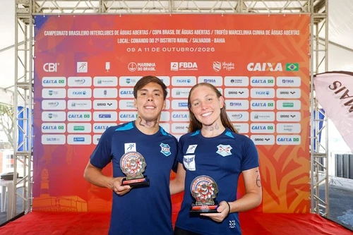 Cibelle Jungblut e Lucas Alba conquistam ouro nos 3 km do Brasileiro de Águas Abertas
